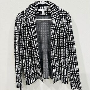 WHBM Womens Black White Plaid Blazer‎ Jacket Size S - chic, workwear,